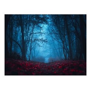 Enigmatic Blue and Red Forest Print
